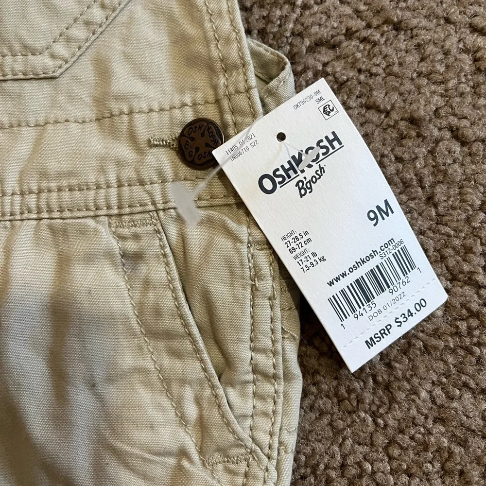 New Oshkosh Bgosh Baby Canvas Webstrap Shortall Size 9 months